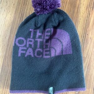 The North Face  Black & Purple Pom Beanie